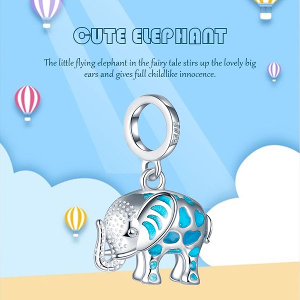 

xiaojing glow in the dark elephant charm 925 sterling silver fit original bracelets fashion jewelry making gift for mom
