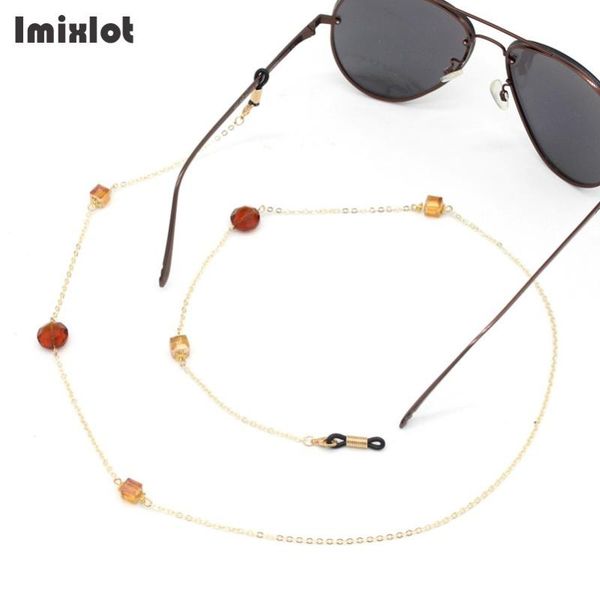 

sunglasses frames fashion acrylic crystal glasses neck strap chain brown square beads eyeglass metal cord lanyard necklac, Silver