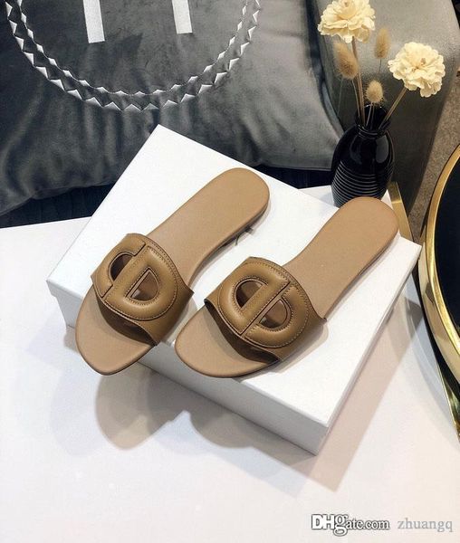 

new summer slides d-club mules beach indoor flat slippers fashion women black camel blue denim white calfskin slippery casual sandals