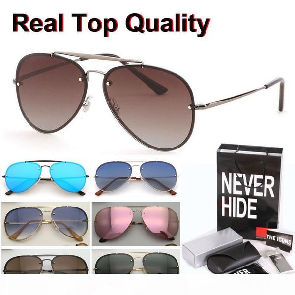 

new blaze mirror rivets brand sunglasses men women metal frame traveller oculos de sol with original box, packages, accessories, everything, White;black