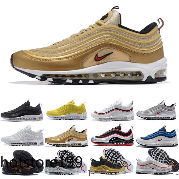 

2018 casual tripel white metallic gold silver bullet white 3m premium running shoes men women sneakers with huy9z, Black