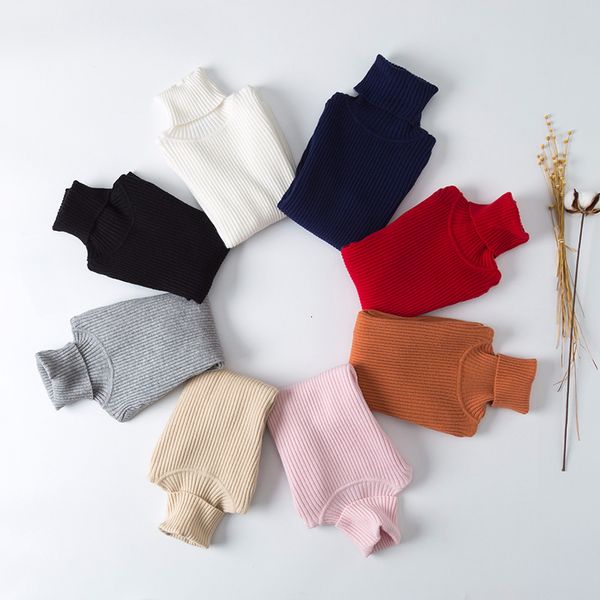 

высокое качество девочек зимние водолазку 2019 осень мальчики подогреть дети одежда pullover трикотажные твердая baby дети свитера y200901, Blue