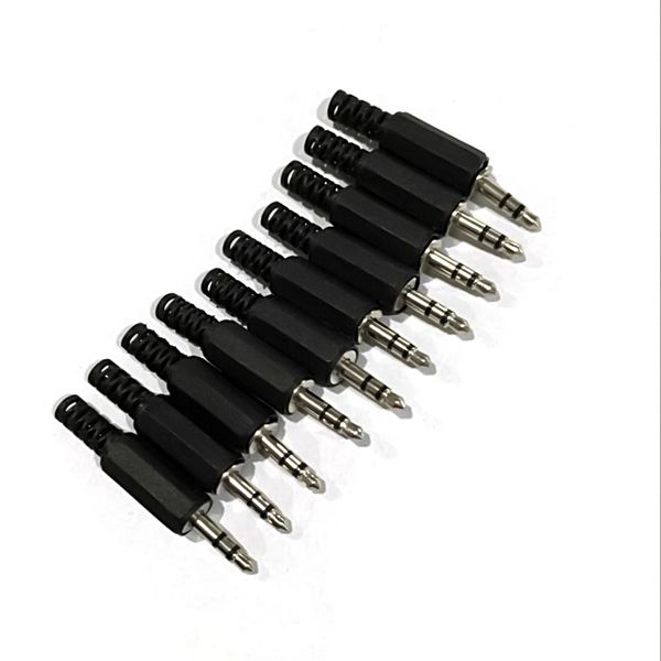 

10pcs 3.5mm 5cm whole length plastic metal male dual-channel plug jack adapter audio connector