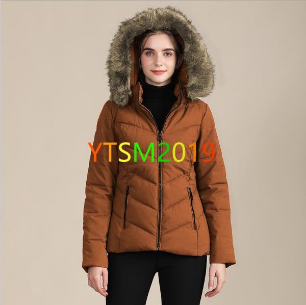 

fur collar cotton clothes for womens fashion cotton-padded jacket warm clothing winter jacket outdoor warm feather, Black