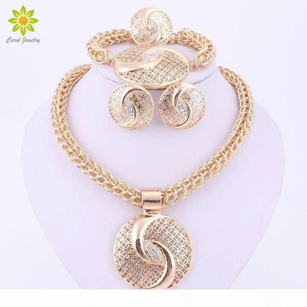 

latest luxury big dubai gold color crystal necklace jewelry sets fashion nigerian wedding african beads costume jewelry d18101003, Silver