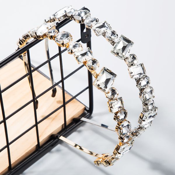 

gold silver crystal gem hair band female diamond headband girl pearl hair bands ultra flash drop shaped crown flower headwear