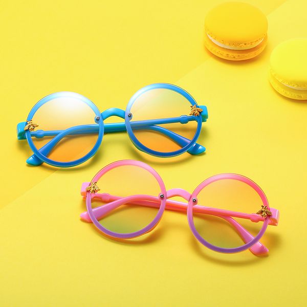 

2020 children glasses kids glasses colorful baby sunglasses boys eyewear round frame rivet girls oculos uv400, White;black