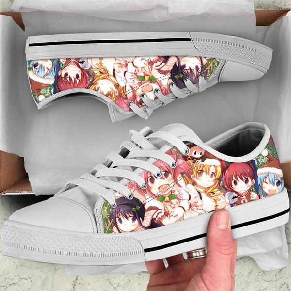 

fourdesigns cartoon magical girl madoka gaiden printing ladies low style flats shoes women casual canvas shoes zapatos mujer, Black