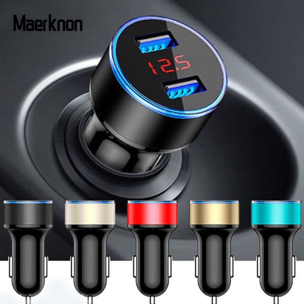 

universal dual usb car charger 5v 3.1a mini fast charging with led for iphone 6 6s 7 8 plus x max mobile phone chargers