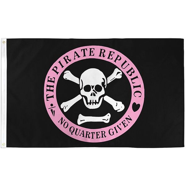 Rosa Círculo feito sob encomenda República Pirata BANDEIRA 3x5FT, guarda nacional 100% Poliéster Individual Impressão do lado, frete grátis