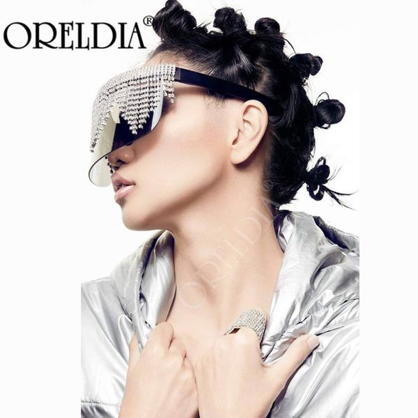 

2020 luxury oversized sunglasses women mirror frame mask diamond eye protection silver rhineston sun glasses men goggles uv400 7tly, White;black
