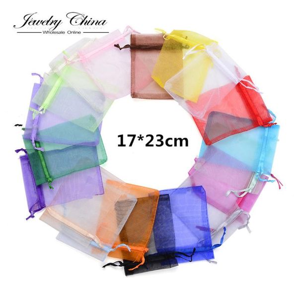 

gift wrap wholesale 100pcs/lot organza bags 17*23 cm,multicolor packaging for wedding jewelry bag pouches