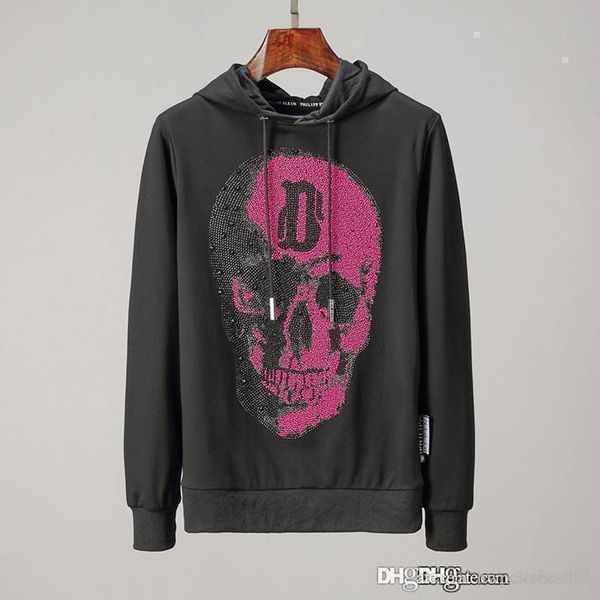 

new designer luxury skulls f pattern applique fashion brand highest version hip hop street style for men's hoodie size m-3xl, Black