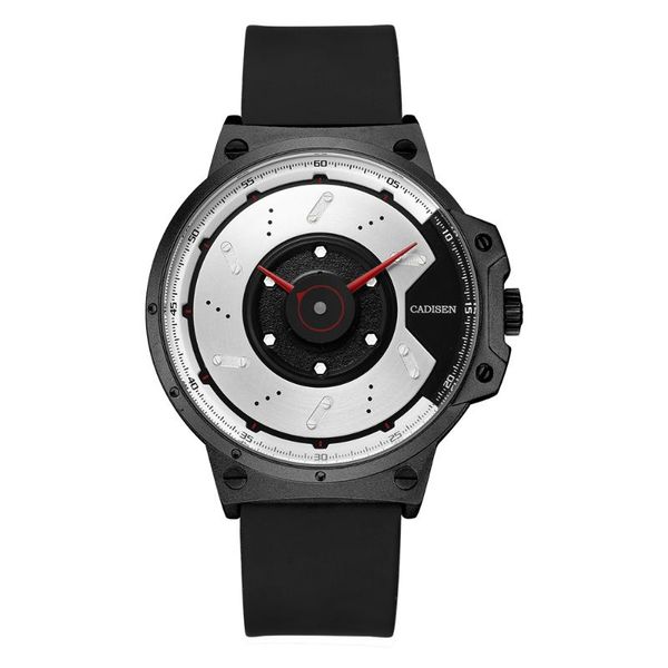 

cadisen c9059 fashion mens watches luxury quartz watch men outdoor sport watches silicone leather wrist watch relogio masculino, Slivery;brown