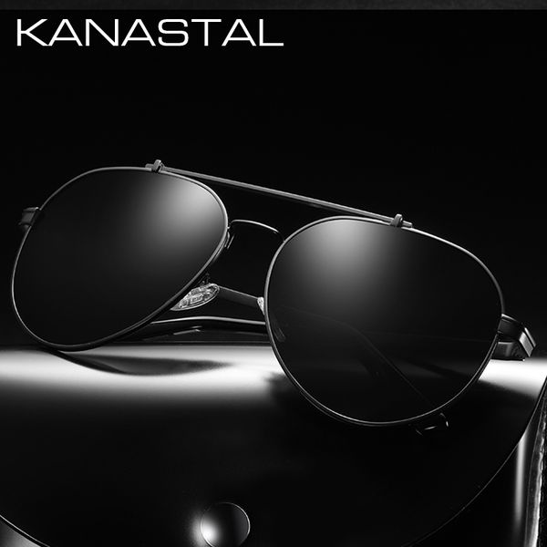 

sunglasses kanastal pilot polarized for men twin beam sun glasses brand designer with case uv400, White;black