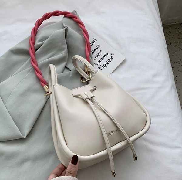 

women bucket small handbags new style twist straps lady shoulder bags crossbody girls totes