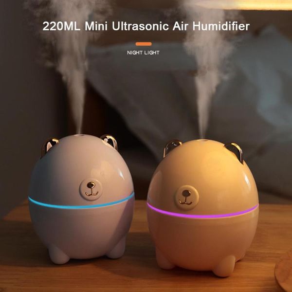 

220ml mini cute bear soft light usb ultrasonic air humidifier home office usb air purifier humidifier mist maker