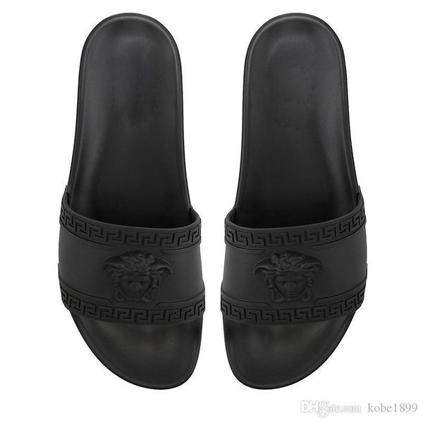 

venrsages luxury designer sliders mens summer sandals beach slide slippers ladies flip flops loafers sky blue chaussures luxury pantoufle, Black