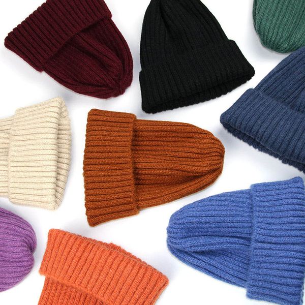 

classical kids simple knit caps candy colors multi solid style comfortable and warm hat 19*16cm size, Blue;gray