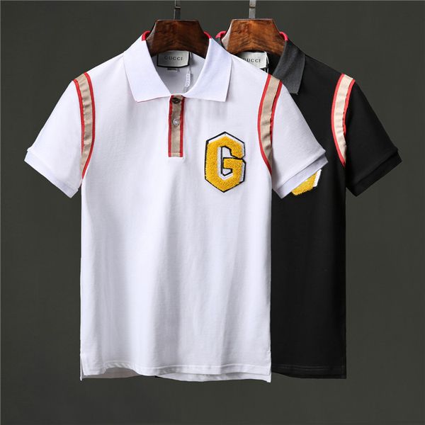 

new designers polos fashion embroidery mens polo shirts t shirt men women high street casual tee m-xxl, White;black