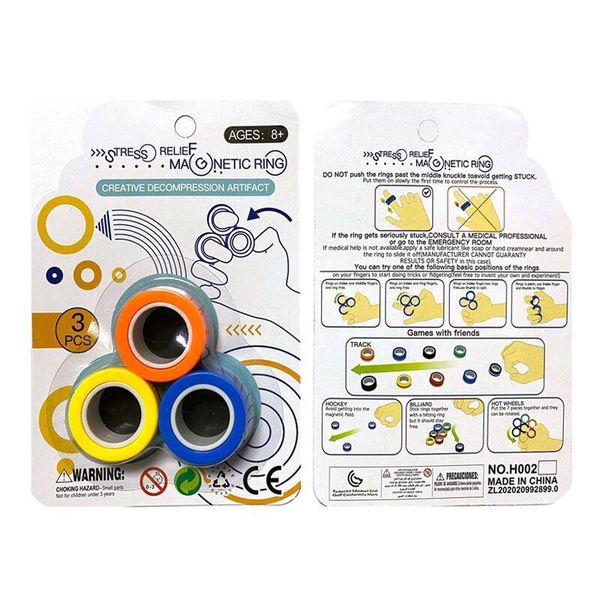 

in stock 3pcs / set magnetic rings novelty magic magnetic ring hand toy magnet tricks game funny decompression anti-stress relief play props