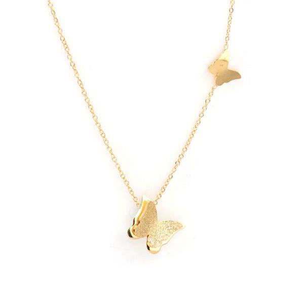 Mode Edelstahl Halskette Gold Schmetterling Tier Halsketten für Frauen Mädchen Freund Schmuck Geschenk 40 cm - 39,5 cm lang 1pc