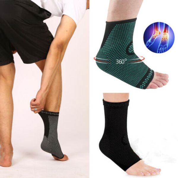 

1 pcs breathable nylon elastic ankle support foot sleeve elastic breathable guard for strain fatigue sports socks, Black