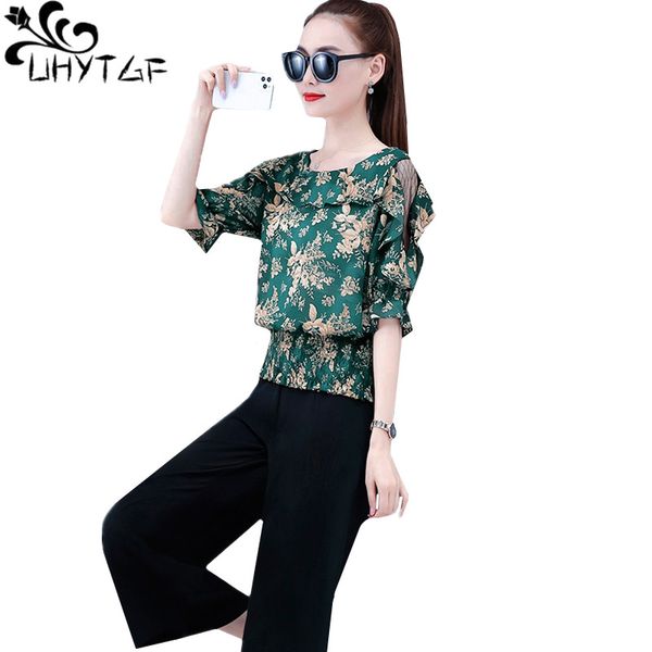 

women's tracksuits uhytgf women sets fashion floral pullover wide leg pants summer two piece set casual loose 3xl plus size tracksuit 9, Gray