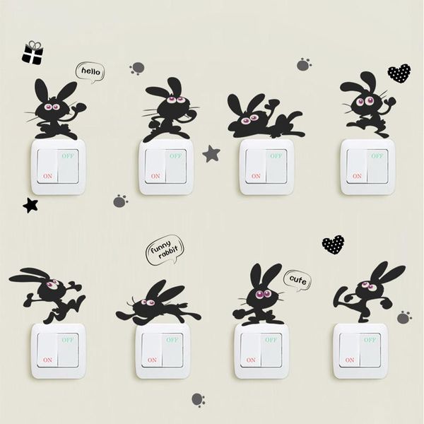 

милый зайчик многие кролики переключатель стены наклейки дети номера кухня гостиная украшение детская art таблички виниловые наклейки irfee