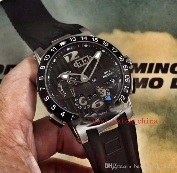 

2019 13 new executive el toro/black toro perpetual calendar gmt 326-00-3/bq rose gold blue dial rubber automatic mens watch un-17c3, Slivery;brown