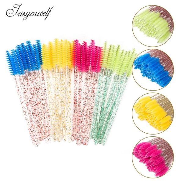 

false eyelashes 50pcs disposable crystal eyelash brush mascara wands applicator grafting curling comb makeup tool