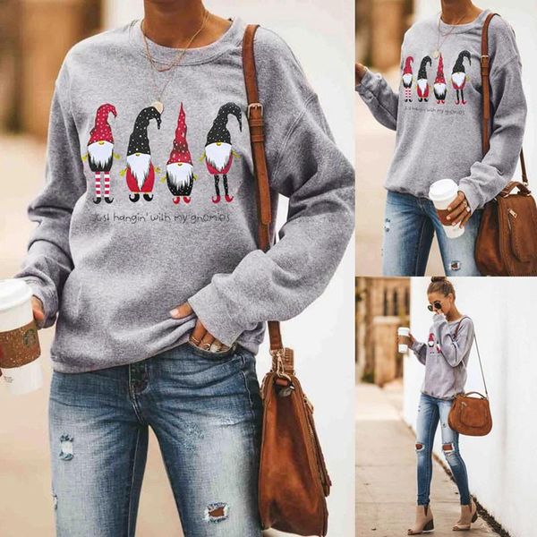 

womens sweatshirts casual crew neck females clothing christmas day womens designer sweatshirts fashion loose christmas print, Black