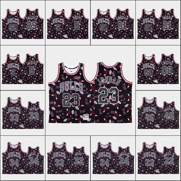 

chicago bulls men michael jor dan dennis rodman scottie pippen wendell carter jr coby white nba black custom tear up pack jersey
