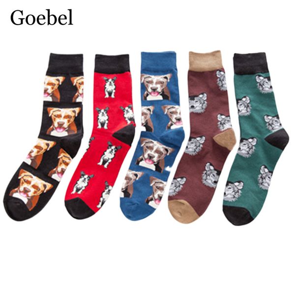 

2pairs/lot=4pieces colorful high-heeled man cotton socks casual cartoon animal socks men color male, Black