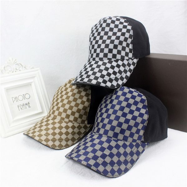 

popular plaid ball caps canvas leisure fashion sun hat for outdoor sport men strapback hats famous baseball cap with box, Blue;gray