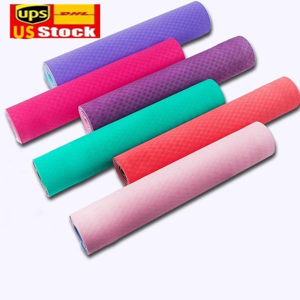 

Ship From US Warehouse 6mm Thick Foam Yoga Mat TPE High Elastic Fitness Exercise Gym Workout Equipment Home Gymnastics Training Pad FY6146