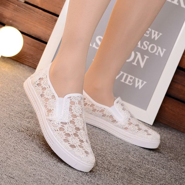 

summer mesh breathable shoes women lace hollow mesh woman lazy shoes fashion sneakers soft comfortable slip on women's jg3, Black
