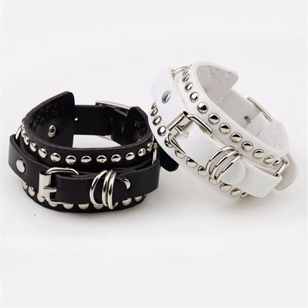 

tennis druzy black white wide leather belt bracelet wristband metal spike studded chain punk rock strap pu, Golden;silver