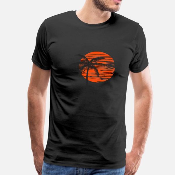 

sunset with tree of palm t shirt men fitness tee shirt s-xxxl fit fitness comfortable spring cool