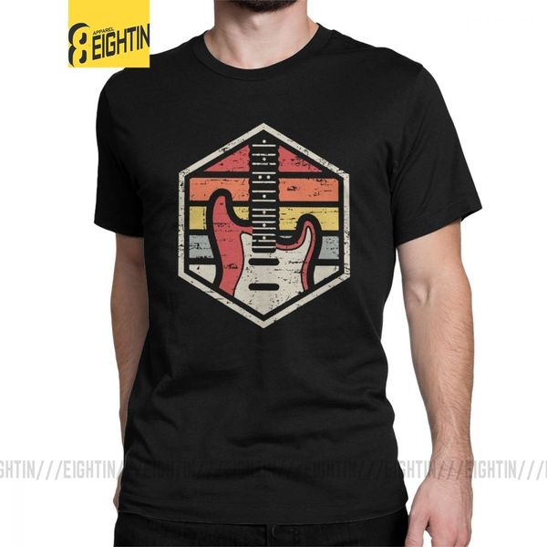 

retro badge guitar t-shirts for men musical lover music casual 100% cotton tee shirt short sleeve t shirt clothes