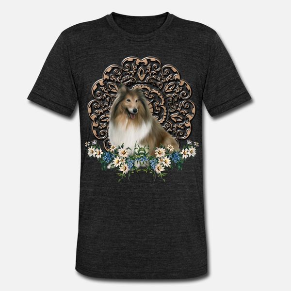 

beautiful collie with flowers t shirt men printed 100% cotton s-xxxl pattern graphic building spring natural shirt