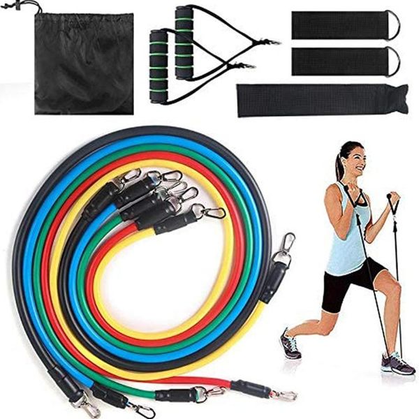 

11pcs/set pull rope fitness exercises resistance bands latex tubes pedal excerciser body training workout yoga