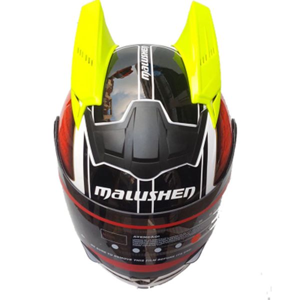 

motorcycle helmet with horns new design malushen full face automobile race helmet casco dot certificate men safety