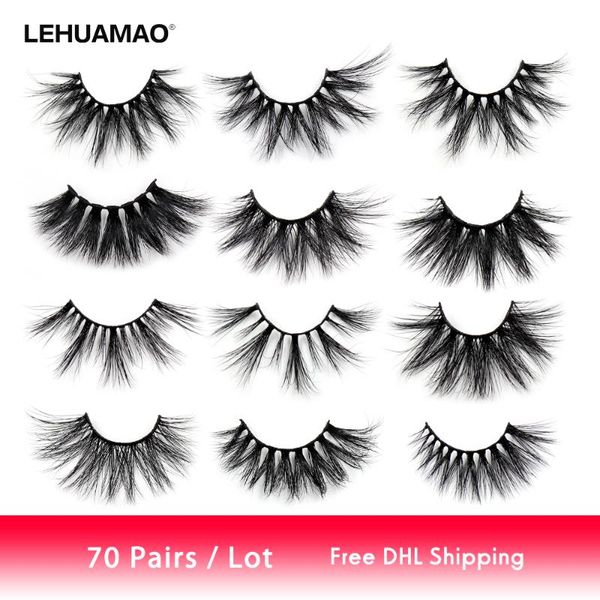 

false eyelashes lehuamao 25mm 3d mink fluffy long crisscross lashes volume cruelty makeup eyelash 70 pairs