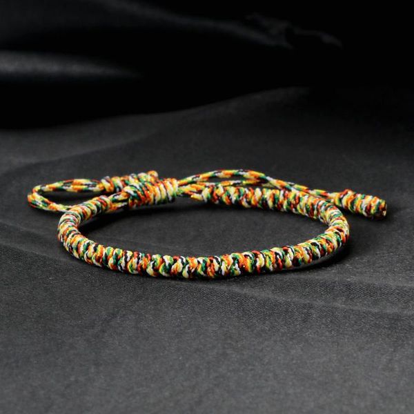 

multicolor tibetan buddhist blessed lucky braided bracelets for women men handmade knots vintage rope bangles adjustable jewelry, Black