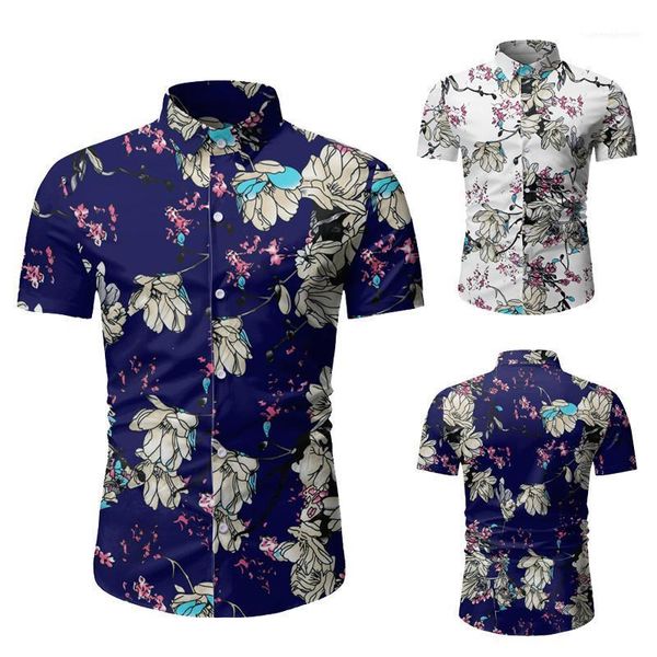 

males clothing floral print mens designer beach shirts fashion slim single breasted short sleeve mens shirts casual, White;black