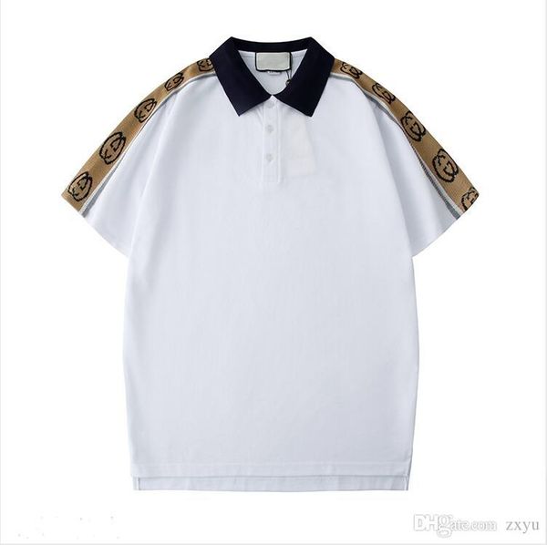 

luxury mens designer polo t shirts men summer short sleeve streetwear polos t-shirt turn down collar cotton casual polo shirts s-2xl, White;black