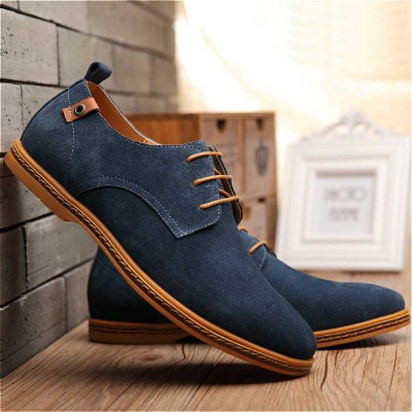

2020 new men shoes suede men casual shoes comfortable lace-up footwear male walking non-slip moccasins 38-48, Black