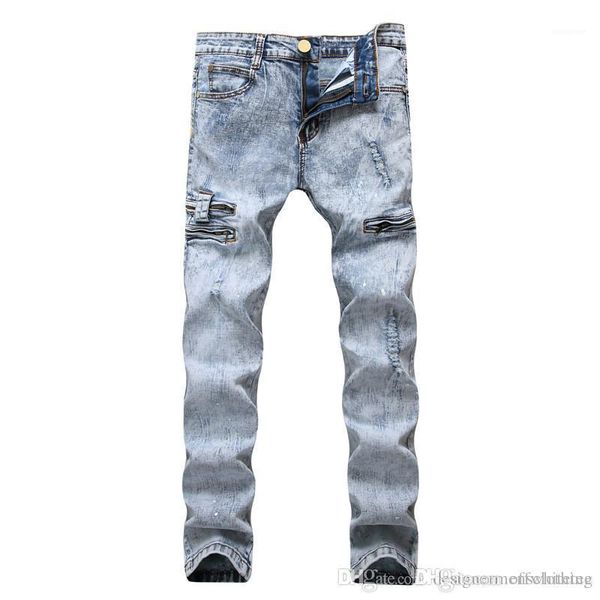 

color pants light blue skinny jeans fashion designer male apparel luxury fold trousers mens washed silod
