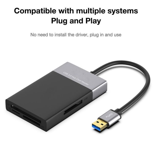 

cgjxsmemory card reader wire reader usb 3 .0 2 port hub high speed adapter for xqd cf sd tf